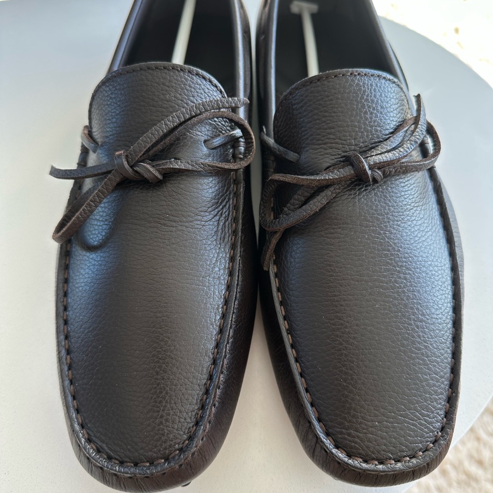 Aurelien Brown Slip-On Leather Driving Loafers